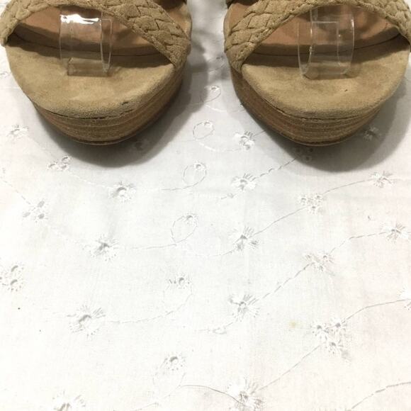 Tahari Tan "Denny" Woven Detail Open Toe Faux Suede Strappy Lace Up Sandal 8.5M - Picture 4 of 10